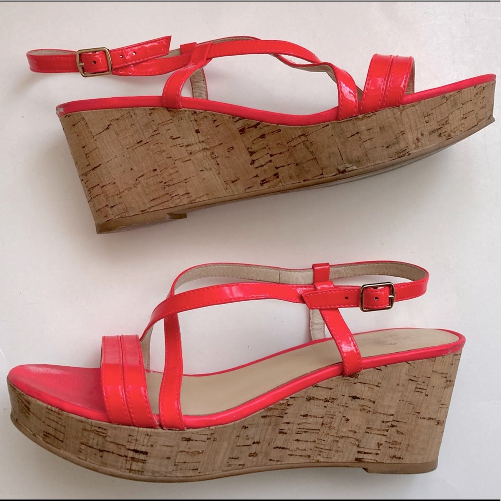 Kate Spade sandals red shoes platforms red leather shoes strappy platforms 8.5